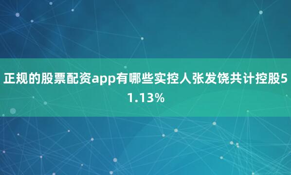 正规的股票配资app有哪些实控人张发饶共计控股51.13%