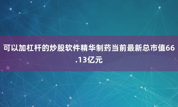 可以加杠杆的炒股软件精华制药当前最新总市值66.13亿元